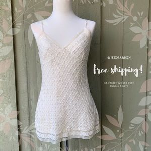 Retro Lace Cream Camisole Tank Top